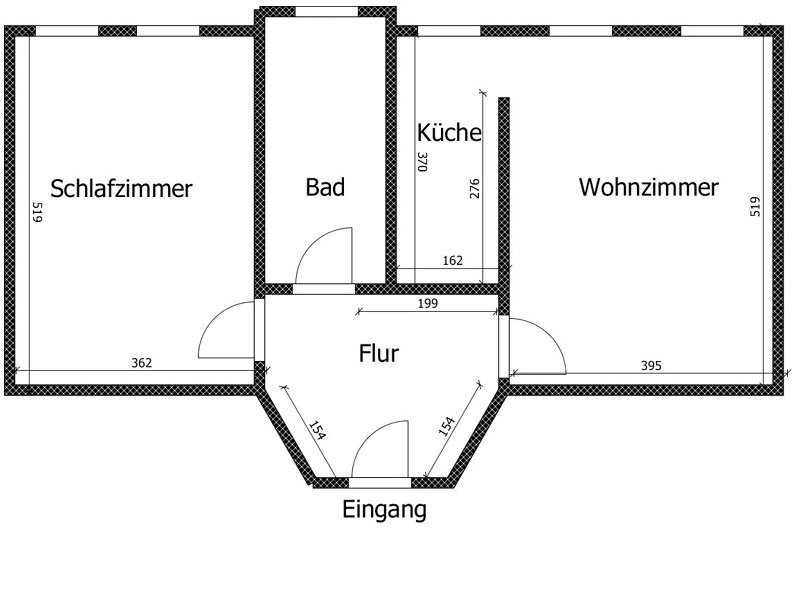 zentrumsnahe 2 Raumwohnung mit Einbauküche
